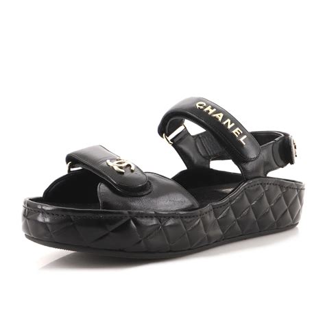 chanel quilted velcro sandals
